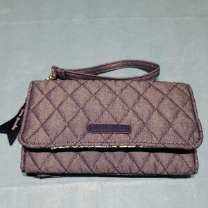 Vera Bradley RFID Navy Denim Style Quilted Phone Wristlet